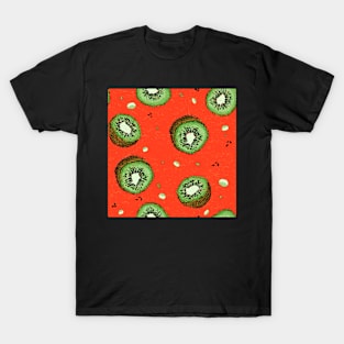 Summer Time Kiwi Red Pattern Texture T-Shirt